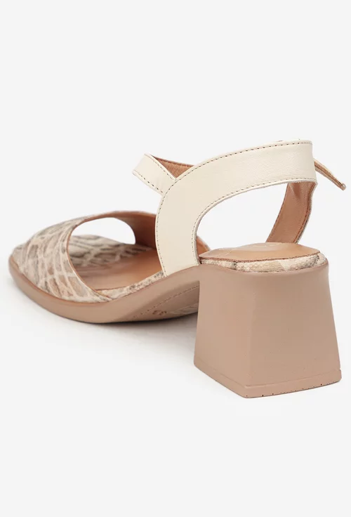 Sandale dama NUR din piele bej cu model