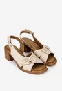 Sandale dama NUR din piele bej cu ornament