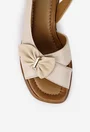 Sandale dama NUR din piele bej cu ornament