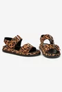 Sandale dama NUR din piele intoarsa animal print