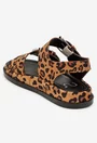 Sandale dama NUR din piele intoarsa animal print
