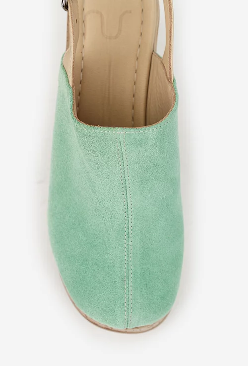 Sandale dama NUR din piele intoarsa verde cu platforma picture - 8