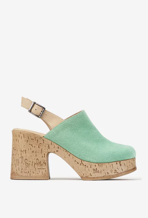 Sandale dama NUR din piele intoarsa verde cu platforma picture - 4