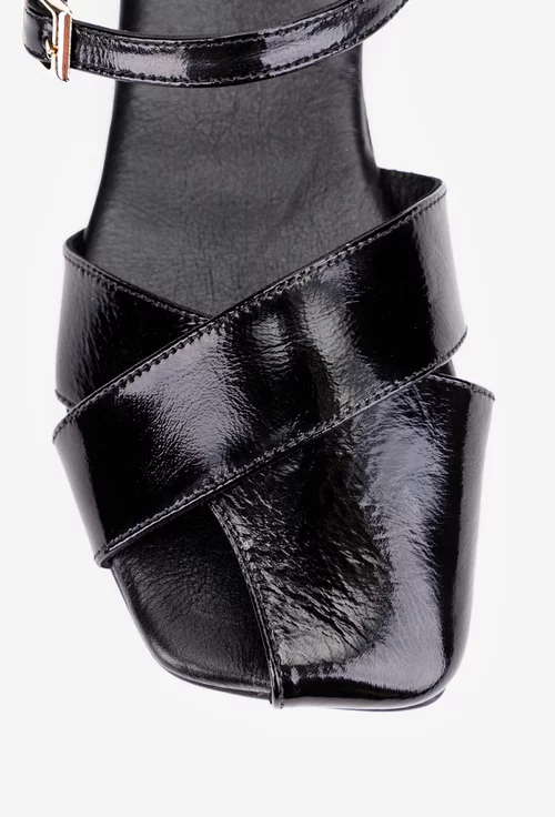 Sandale dama NUR din piele lacuita neagra