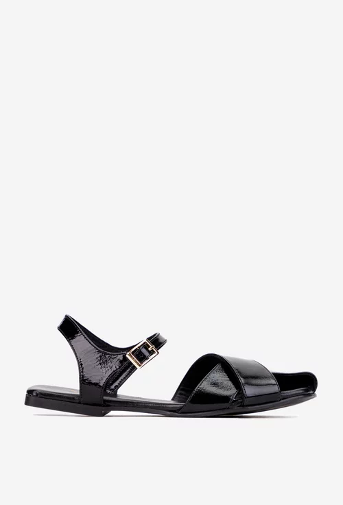 Sandale dama NUR din piele lacuita neagra