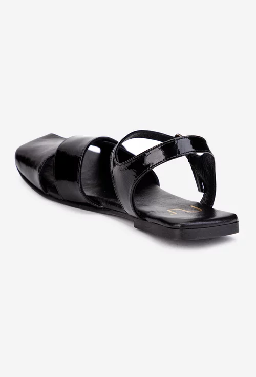 Sandale dama NUR din piele lacuita neagra