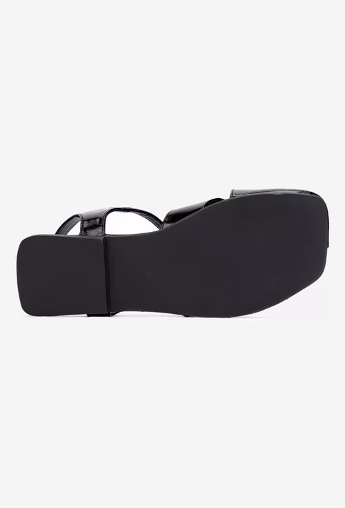 Sandale dama NUR din piele lacuita neagra