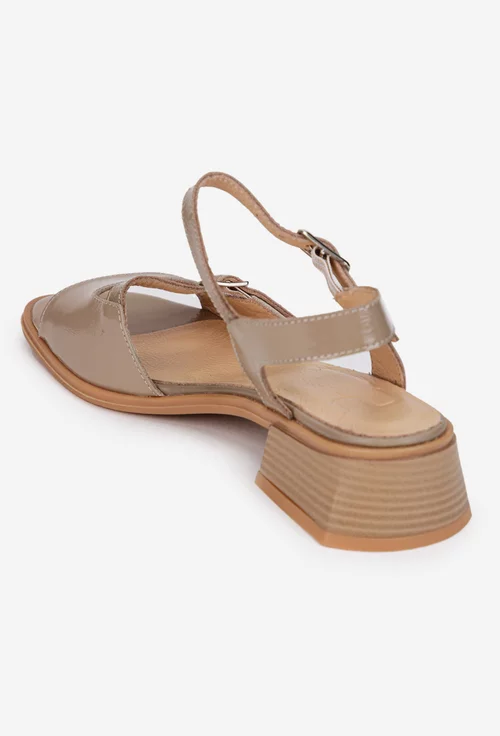 Sandale dama NUR din piele lacuita taupe