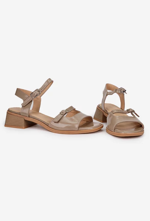 Sandale dama NUR din piele lacuita taupe