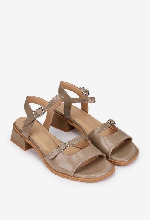 Sandale dama NUR din piele lacuita taupe
