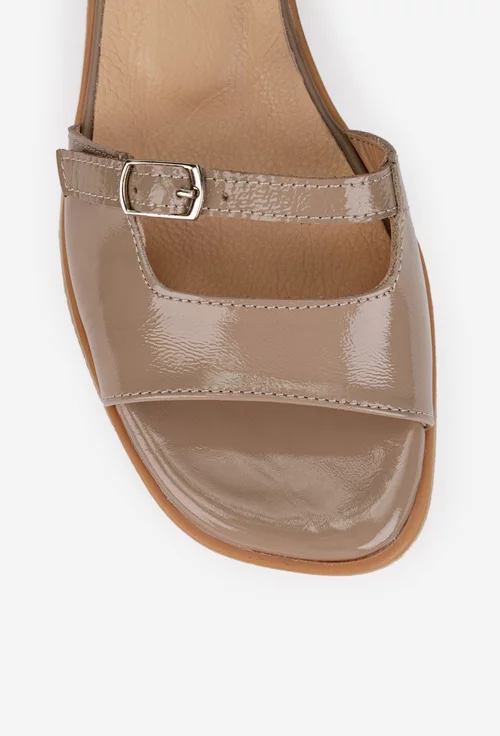 Sandale dama NUR din piele lacuita taupe