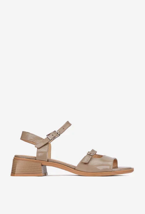 Sandale dama NUR din piele lacuita taupe
