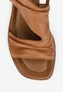 Sandale dama NUR din piele maro cu inchidere velcro