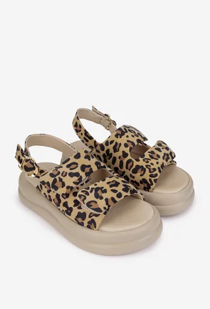 Sandale dama NUR din piele model animal print
