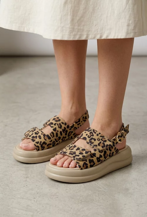 Sandale dama NUR din piele model animal print