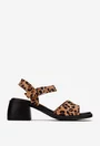 Sandale dama NUR din piele nabuc maro animal print