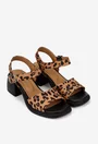Sandale dama NUR din piele nabuc maro animal print