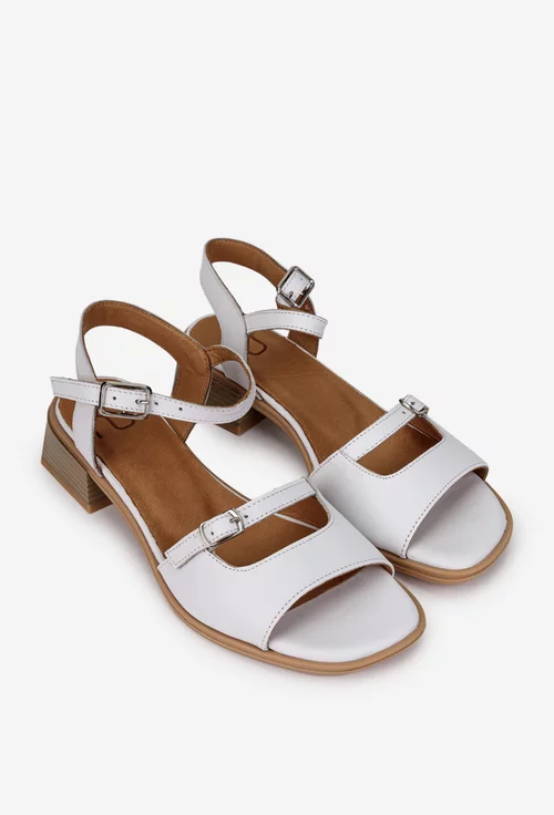 Sandale dama NUR din piele naturala alba