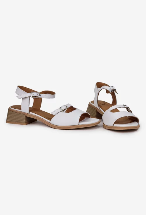 Sandale dama NUR din piele naturala alba