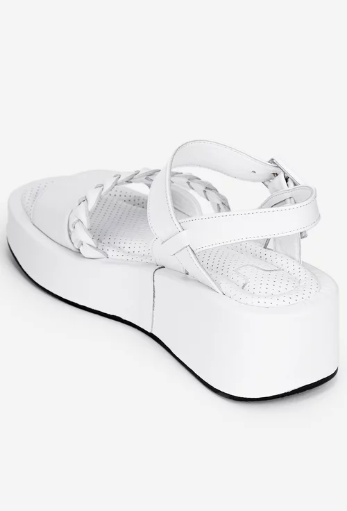 Sandale dama NUR din piele naturala alba