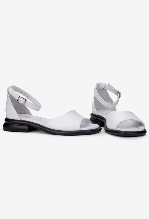 Sandale dama NUR din piele naturala alba