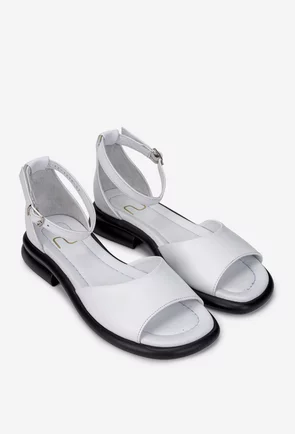 Sandale dama NUR din piele naturala alba