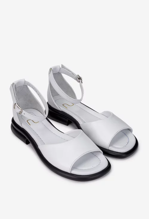 Sandale dama NUR din piele naturala alba