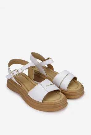 Sandale dama NUR din piele naturala alba