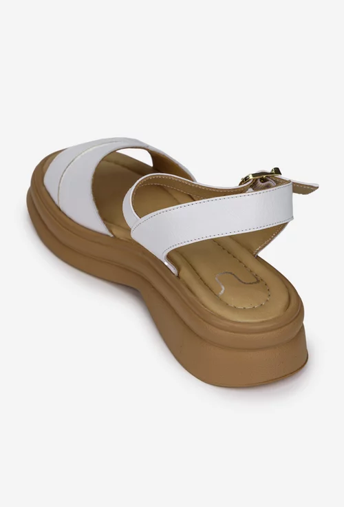 Sandale dama NUR din piele naturala alba