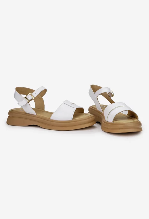 Sandale dama NUR din piele naturala alba
