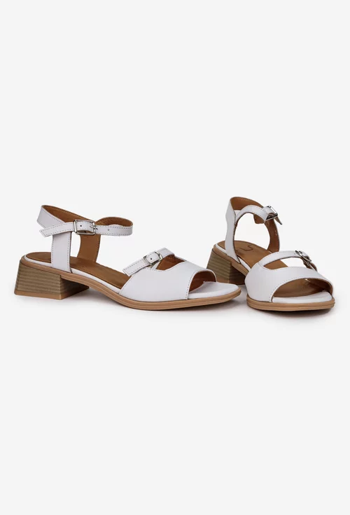 Sandale dama NUR din piele naturala alba