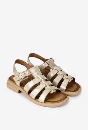 Sandale dama NUR din piele naturala aurie