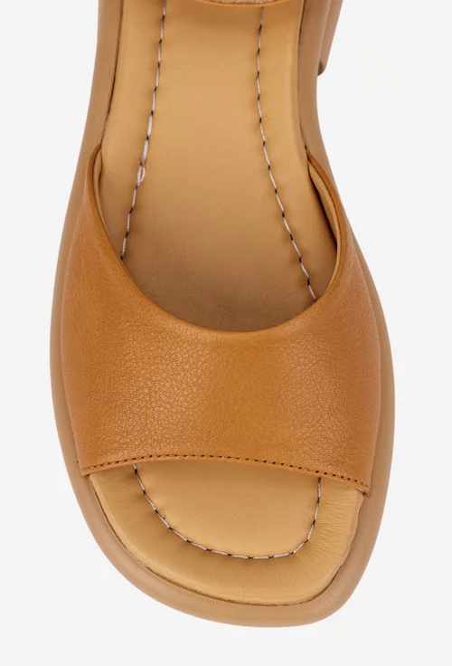 Sandale dama NUR din piele naturala maro deschis