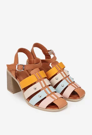 Sandale dama NUR din piele naturala multicolora