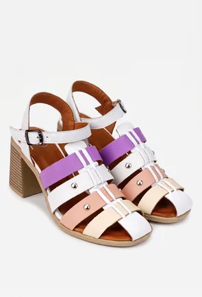Sandale dama NUR din piele naturala multicolora