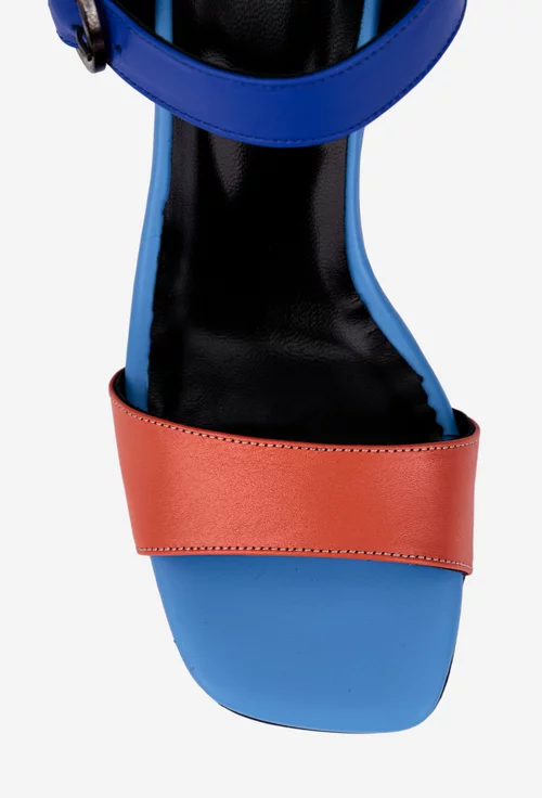Sandale dama NUR din piele naturala multicolora cu varful patrat