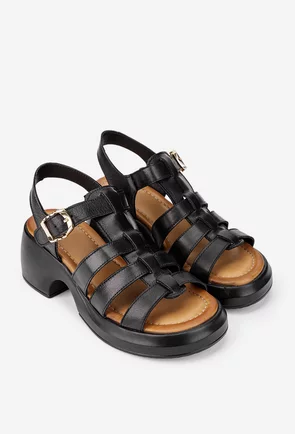 Sandale dama NUR din piele naturala neagra