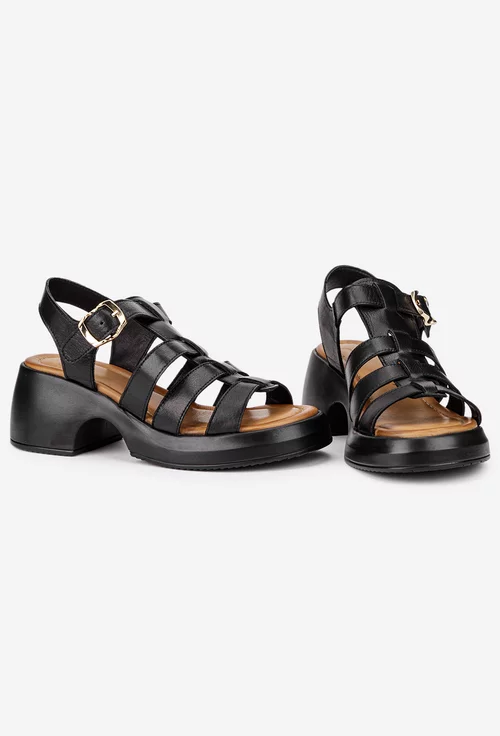 Sandale dama NUR din piele naturala neagra