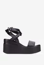 Sandale dama NUR din piele naturala neagra cu platforma