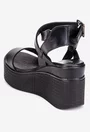 Sandale dama NUR din piele naturala neagra cu platforma