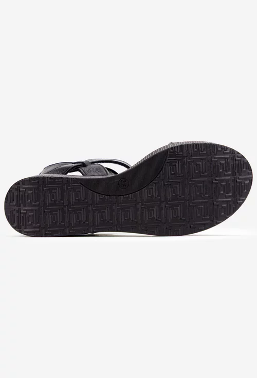 Sandale dama NUR din piele naturala neagra cu platforma