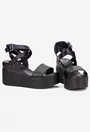 Sandale dama NUR din piele naturala neagra cu platforma