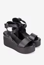 Sandale dama NUR din piele naturala neagra cu platforma