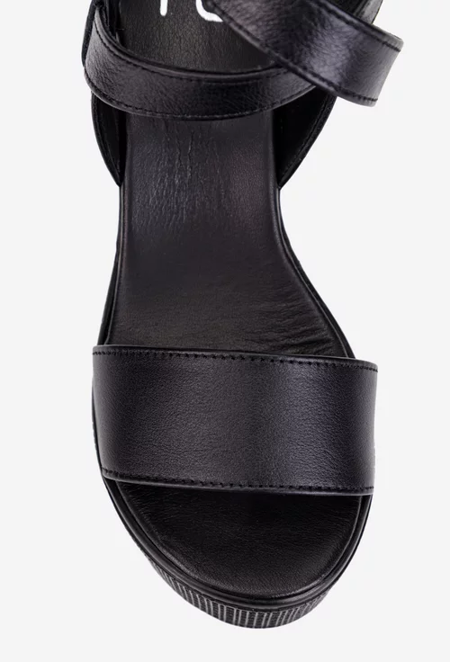 Sandale dama NUR din piele naturala neagra cu platforma