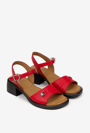 Sandale dama NUR din piele naturala rosie