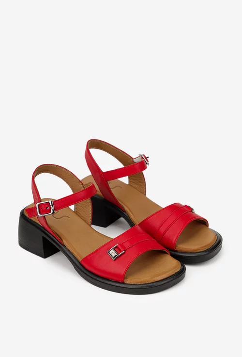 Sandale dama NUR din piele naturala rosie