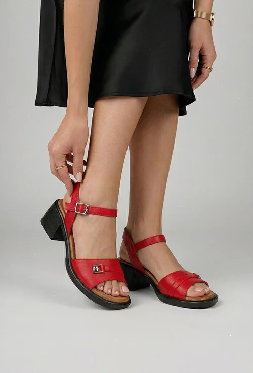 Sandale dama NUR din piele naturala rosie