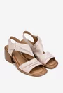 Sandale dama NUR din piele roz pudra cu inchidere velcro
