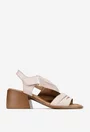 Sandale dama NUR din piele roz pudra cu inchidere velcro