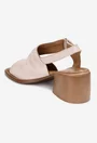 Sandale dama NUR din piele roz pudra cu inchidere velcro